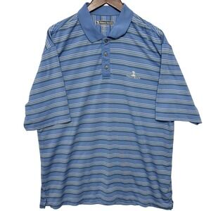 Pebble Beach Polo Shirt Men XL Blue Striped Performance Golf S/S